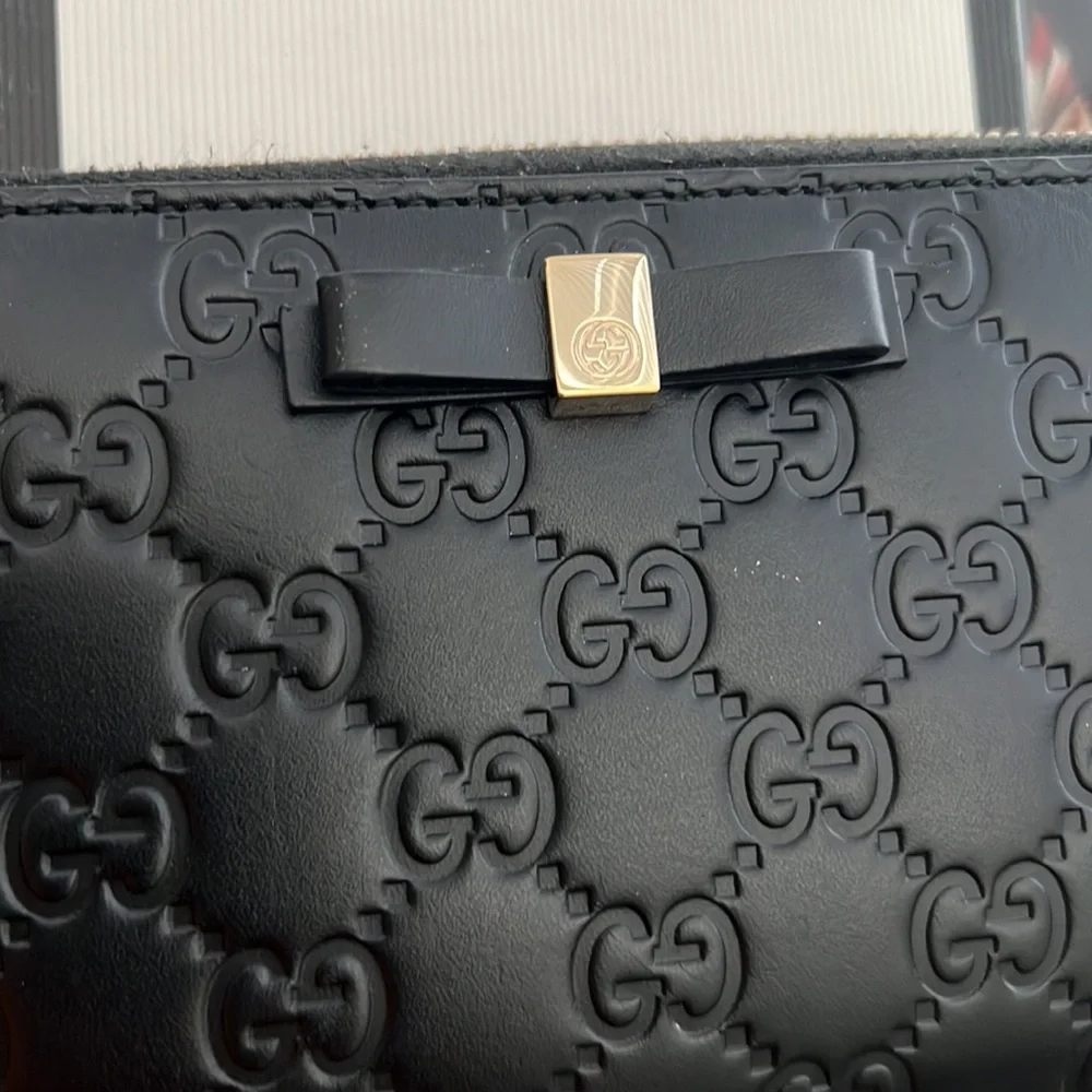 🖤🖤Gucci GG Guccissima Bow Zip Wallet - Picture 14 of 17